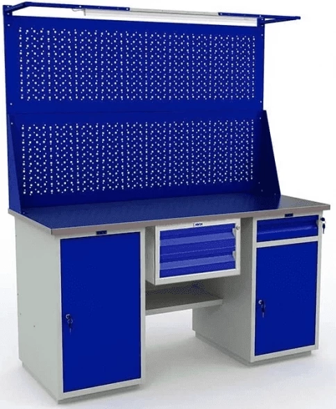 Верстак металлический для дачи с полками WT160.WD1/WD2.121