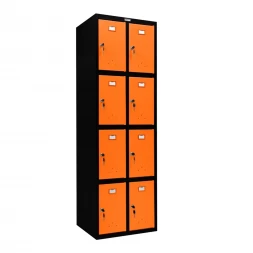 Шкаф металлический для личных вещей черный с оранжевым