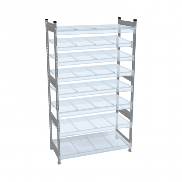 Стеллаж СТ-023 2500х2100х800 с 8 ярусами (рамы и настил - цинк)