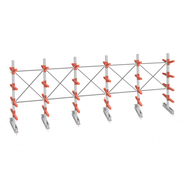 Стеллаж консольный СТ-062 2450х7660х1400 4 яруса двухсторонний