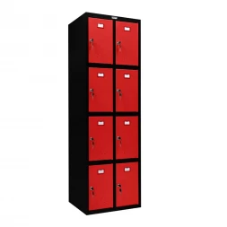 Шкаф металлический для личных вещей черный с красным