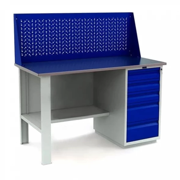 Верстак с перфопанелью и ящиками WT140.F1/WD5.010
