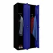Шкаф металлический трехдверный черный с синим