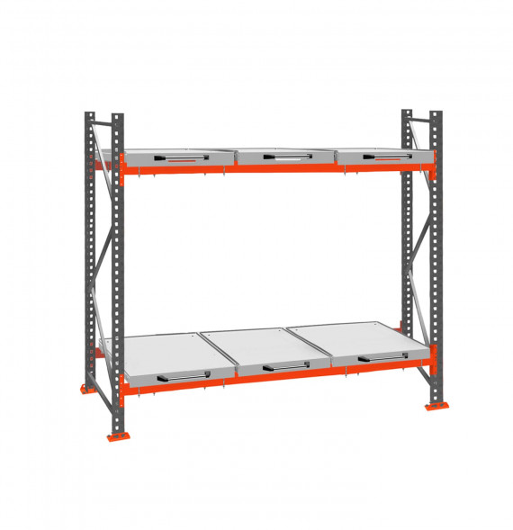 Стеллаж с выкатными платформами ДиКом 3000х2700х1000 на 2 яруса П-90