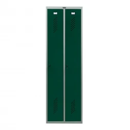 Шкаф металлический двухдверный серый с темно-зеленым