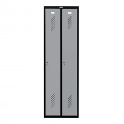 Шкаф металлический двухдверный черный с сигнальным серым