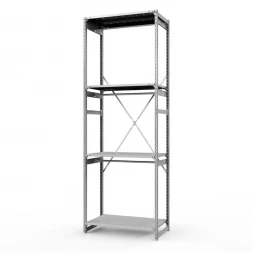 Стеллаж металлический ГТС Универсал, 3000x1000x500 мм.Штанги: 3шт. Полки: метал. усил. перф. 4 шт. (ТСУ 301005412ш3)