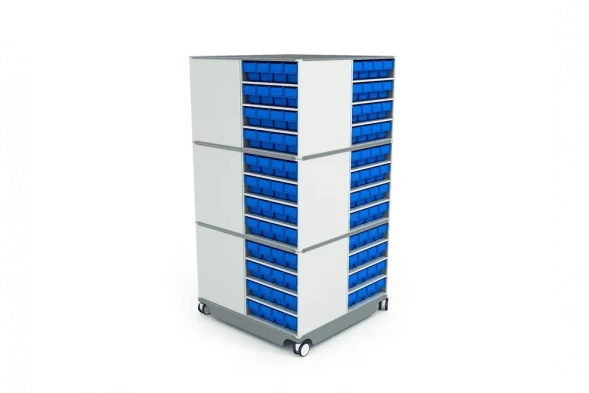 КП-02 Кассетница поворотная с синими ящиками