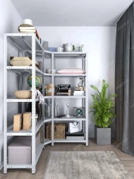 Стеллаж угловой МС 1500х1500х1500/600 мм 5 ярусов