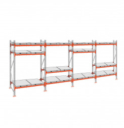 Стеллаж с выкатными платформами ДиКом 2000х7200х1000 на 3 яруса