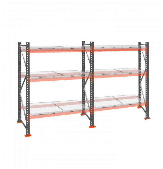 Стеллаж с выкатными платформами ДиКом 2000х3600х1000 на 3 яруса