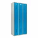 Шкаф металлический трехдверный серый с голубым