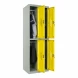 Шкаф металлический четырехдверный серый с желтым