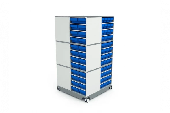 КП-03 Кассетница поворотная с синими ящиками