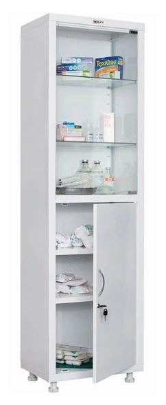 Медицинский шкаф для стерильных растворов и медикаментов HILFE МД 1 1657/SG
