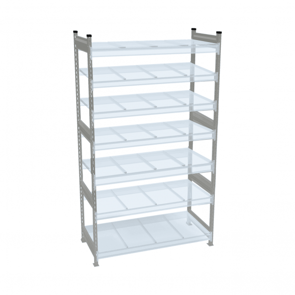 Стеллаж СТ-023 1800х1200х300 с 7 ярусами (рамы и настил - окрас)