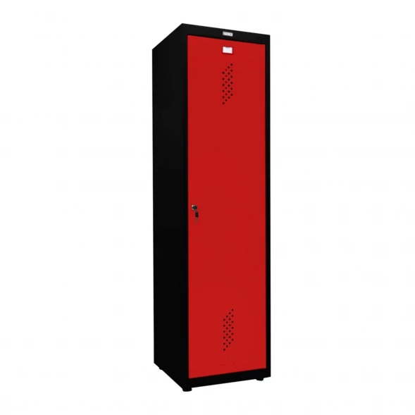 Шкаф металлический для инвентаря черный с красным