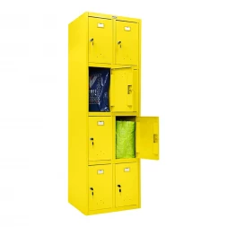 Шкаф металлический с дверцами и замком желтый