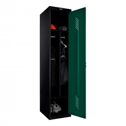 Шкаф металлический однодверный черный с темно-зеленым