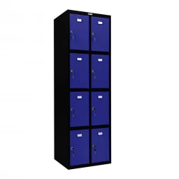 Шкаф металлический для личных вещей черный с синим