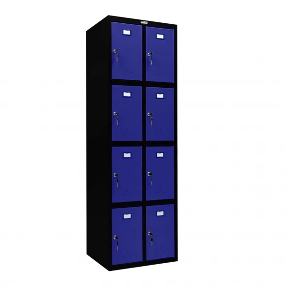 Шкаф металлический для личных вещей черный с синим