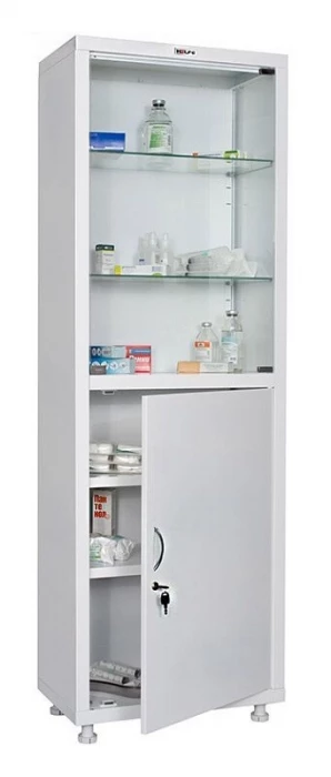 Шкаф медицинский со стеклом HILFE МД 1 1760/SG