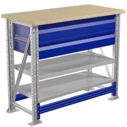 Верстак с полками и подвесными ящиками рабочий M100.MF1/MF1.202