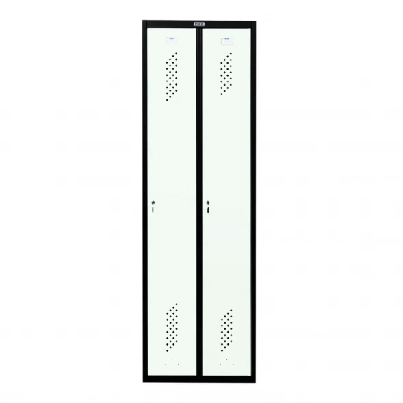 Шкаф металлический двухдверный черный с белым