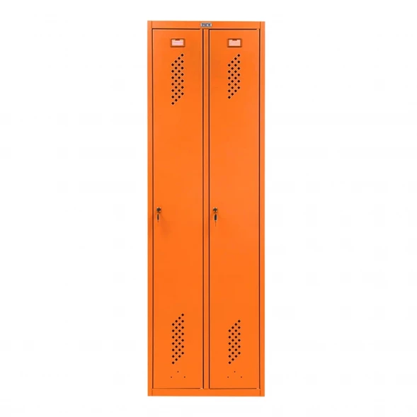 Шкаф металлический двухсекционный оранжевый