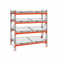 Стеллаж с выкатными платформами ДиКом 3000х1800х1000 на 4 яруса П-90