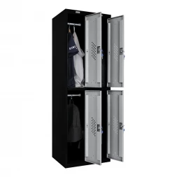 Шкаф металлический четырехдверный черный с сигнальным серым