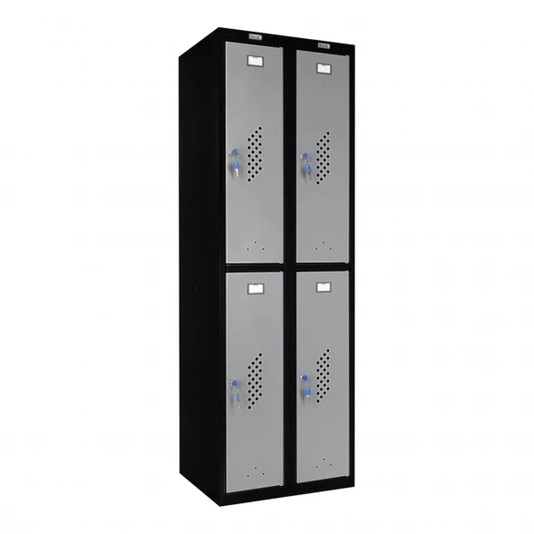 Шкаф металлический четырехдверный черный с сигнальным серым