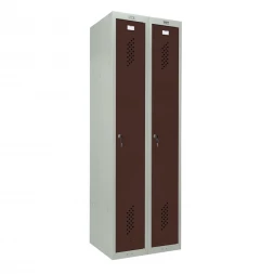 Шкаф металлический для раздевалки серый с коричневым