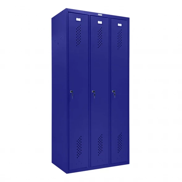 Шкаф металлический трехсекционный синий