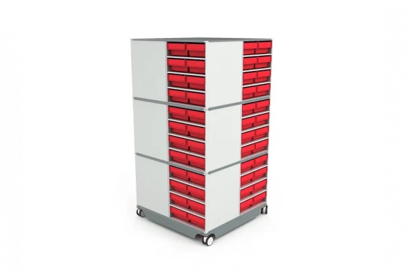 КП-01 Кассетница поворотная с красными ящиками