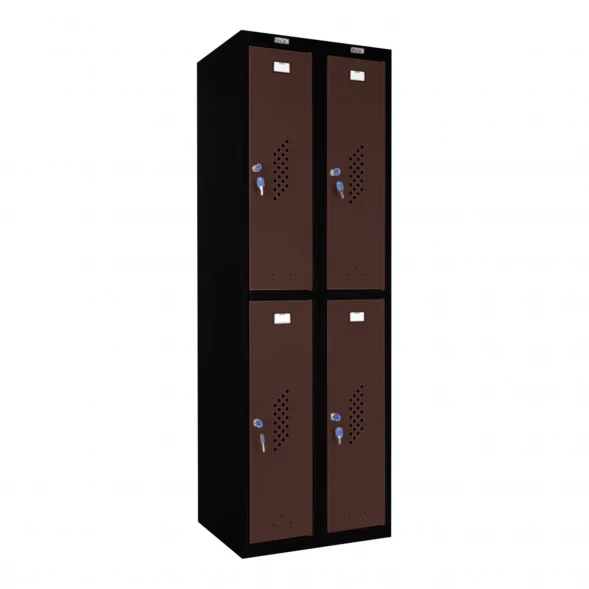 Шкаф металлический четырехдверный черный с коричневым