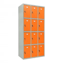 Шкаф металлический для сумок серый с оранжевым