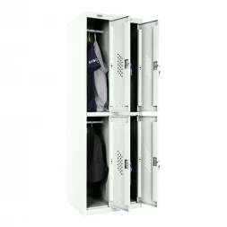 Шкаф металлический четырехсекционный белый