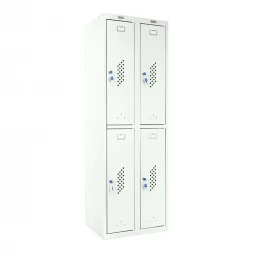 Шкаф металлический четырехсекционный белый