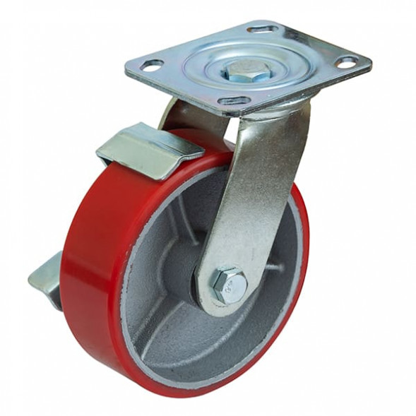 Колесо поворотное с тормозом d=150 мм, полиуретан