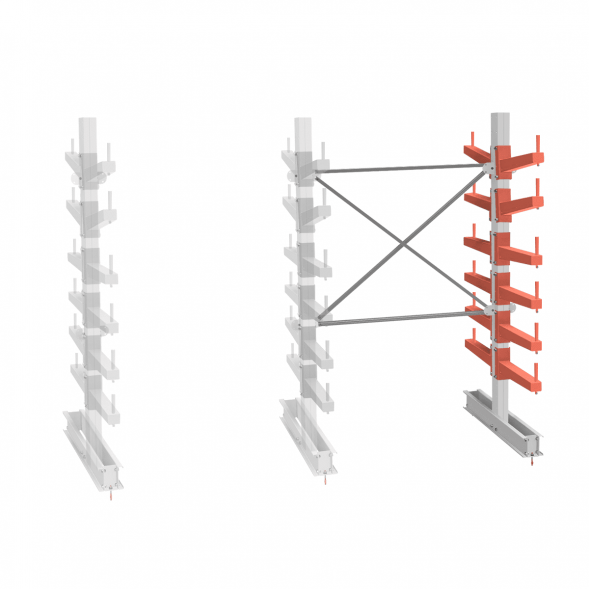 Стеллаж консольный СТ-062 2450х1660х1400 6 ярусов +О двухсторонний, доп. секция