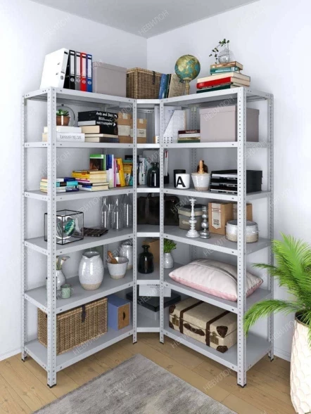 Стеллаж угловой МС 1800х1300х1300/400 мм 6 ярусов