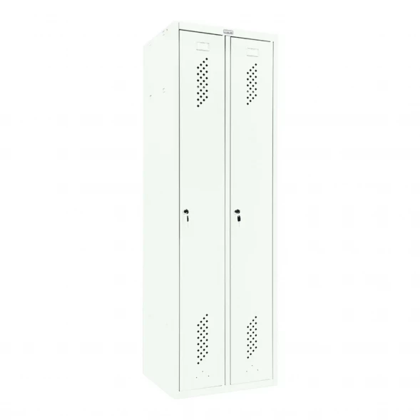 Шкаф металлический двухсекционный белый