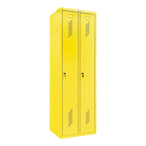 Шкаф металлический двухсекционный желтый