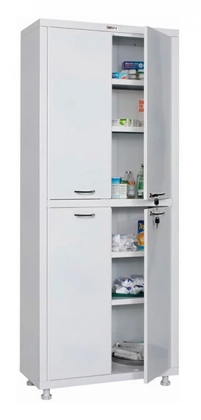 Шкаф медицинский металлический двухсекционный двухдверный HILFE МД 2 1670/SS