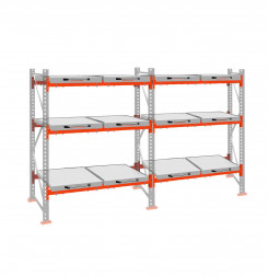 Стеллаж с выкатными платформами ДиКом 3000х3600х1000 на 3 яруса П-90