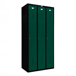 Шкаф металлический трехдверный черный с темно-зеленым