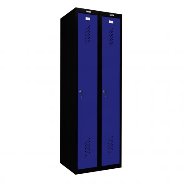 Шкаф металлический для раздевалки черный с синим