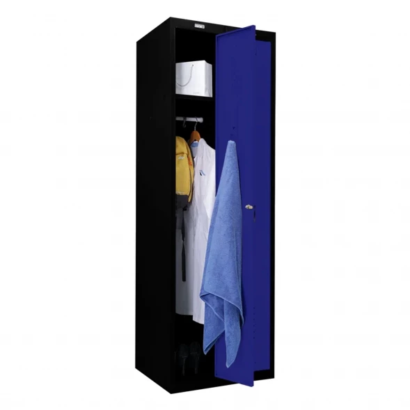 Шкаф металлический для раздевалки черный с синим