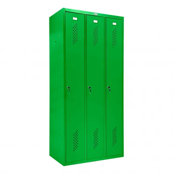 Шкаф металлический трехсекционный зеленый